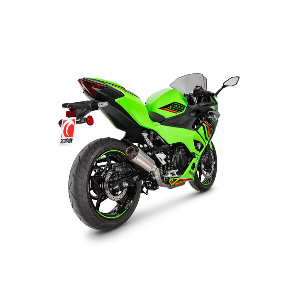 Scorpion Exhaust Kawasaki Ninja 500 (Euro 5+) 2024 - 2025 Red Power Slip-on Brushed Stainless Steel Sleeve